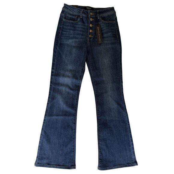 Watch LA Junior/Womens Blue Button-Fly Flare Jeans Size 9 Premium Denim NWT - Picture 1 of 8